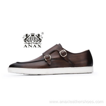 New Fashion Leather Rubber Casual Monk Shoes